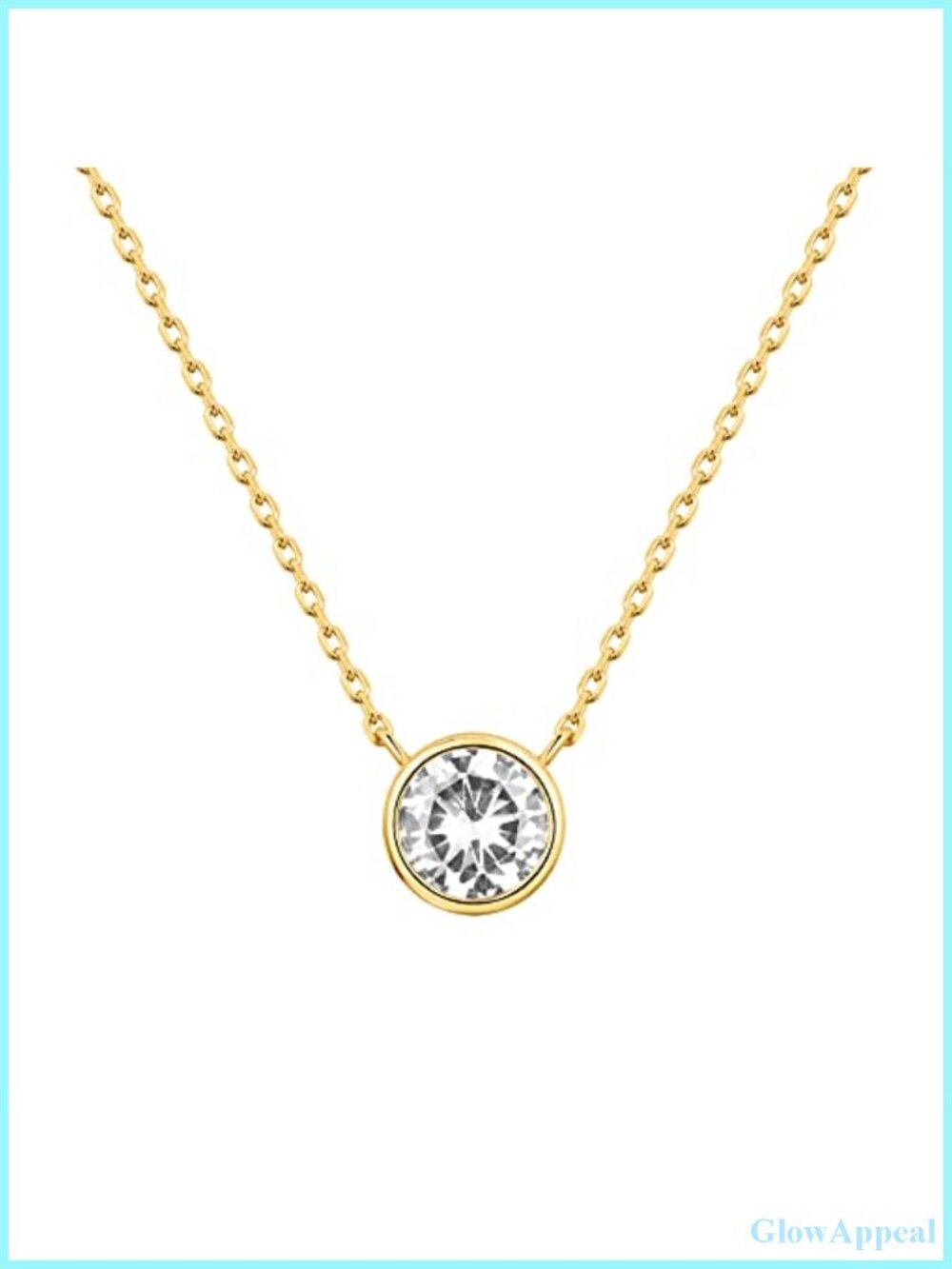 14K Gold Plated Bezel CZ Pendant Necklace
